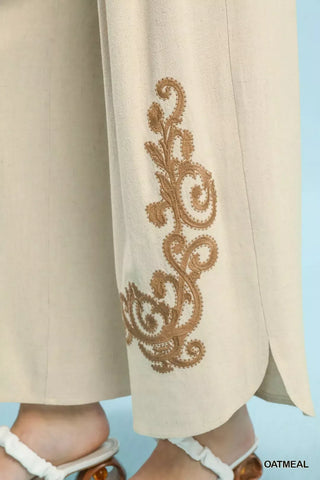 Umgee Linen Embroidered Wide-Leg Boho Pants - Glamourous Grace