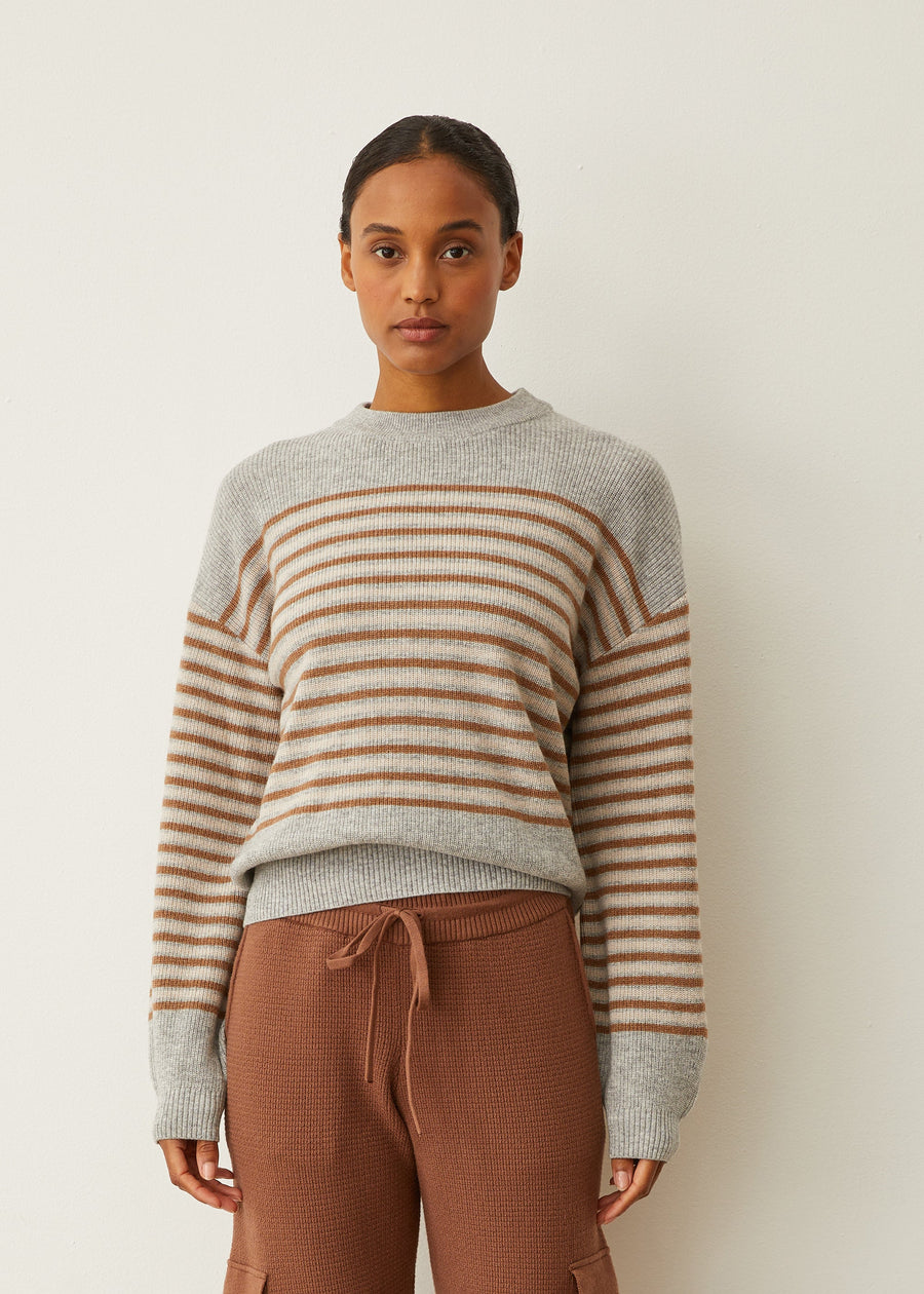 MONROW Wool Cashmere Stripe Sweater - Glamourous Grace