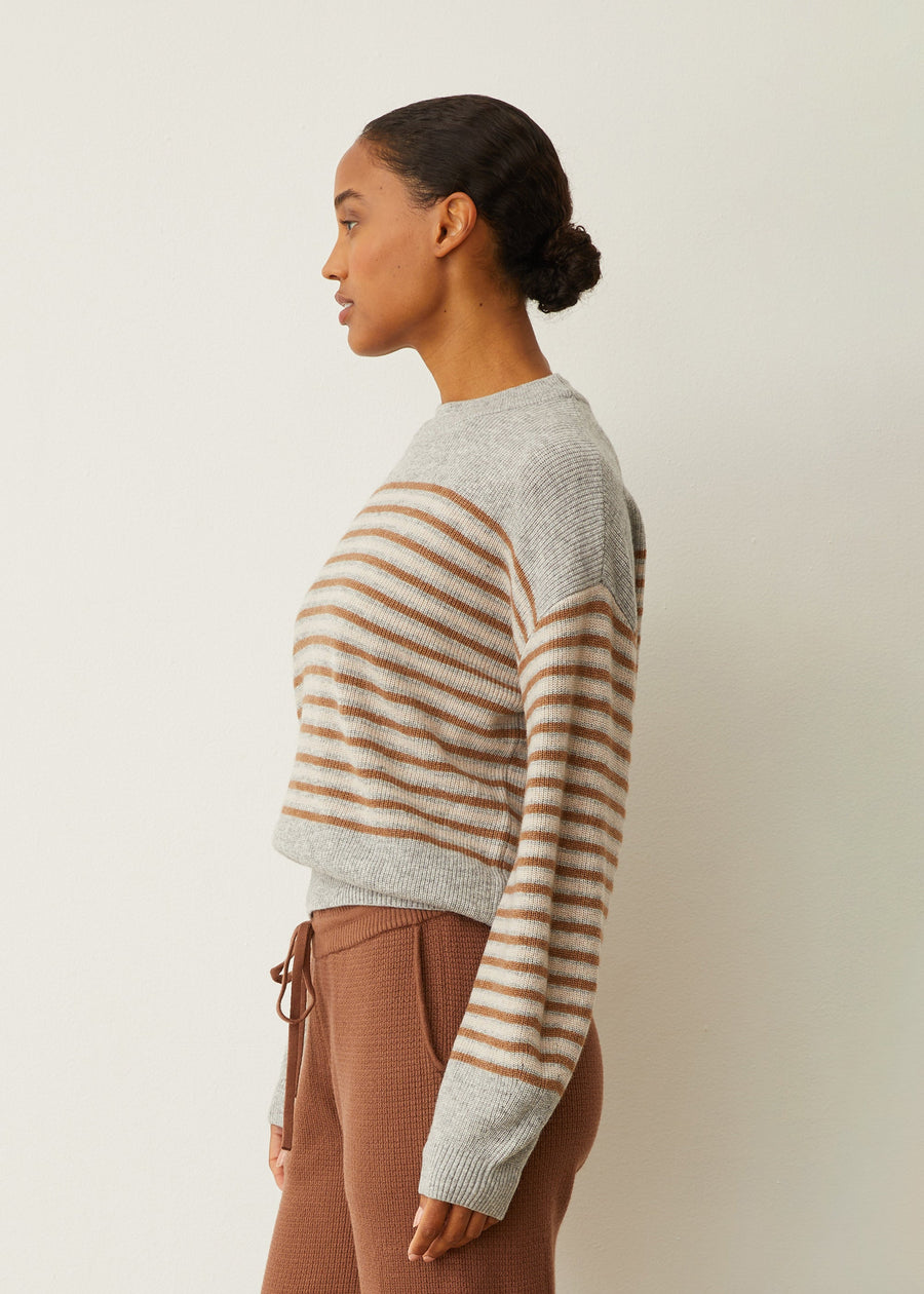 MONROW Wool Cashmere Stripe Sweater - Glamourous Grace
