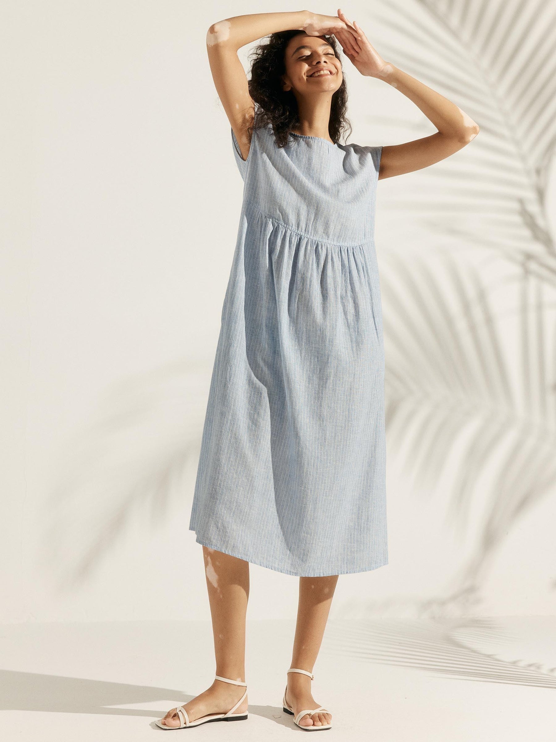 100% Linen Cap Sleeve Washed Maxi Dress JOAN - Glamourous Grace
