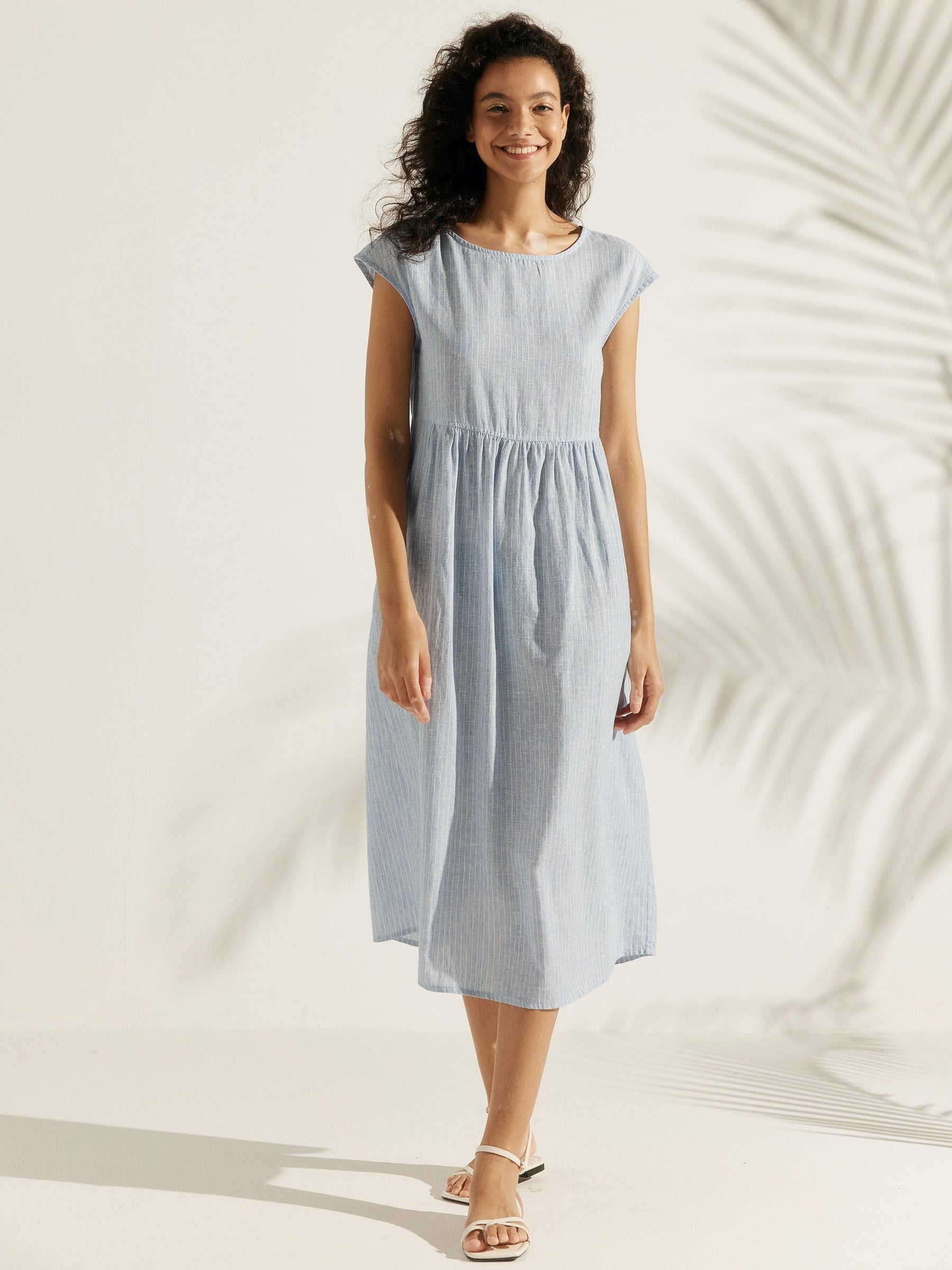 100% Linen Cap Sleeve Washed Maxi Dress JOAN - Glamourous Grace