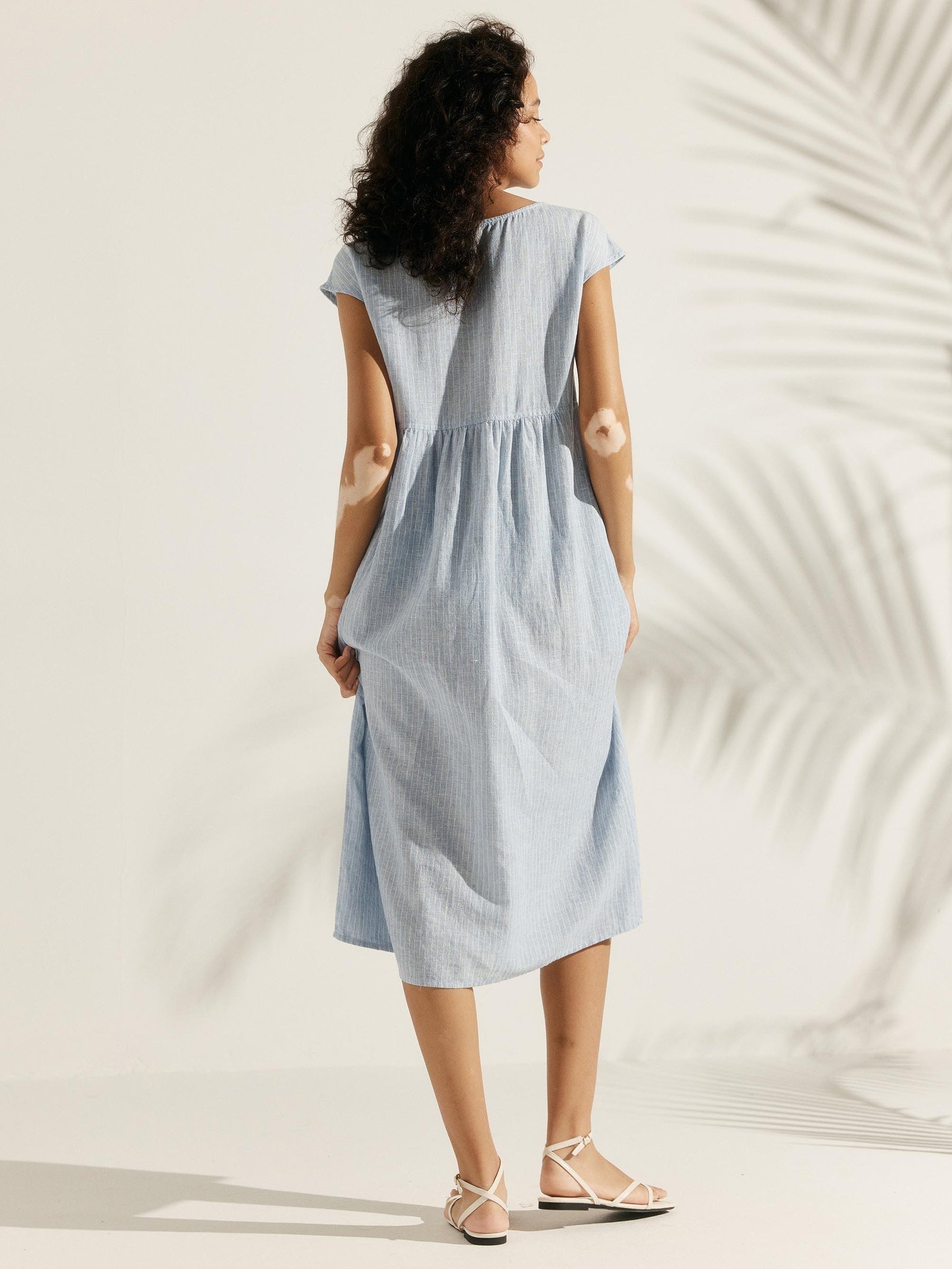 100% Linen Cap Sleeve Washed Maxi Dress JOAN - Glamourous Grace