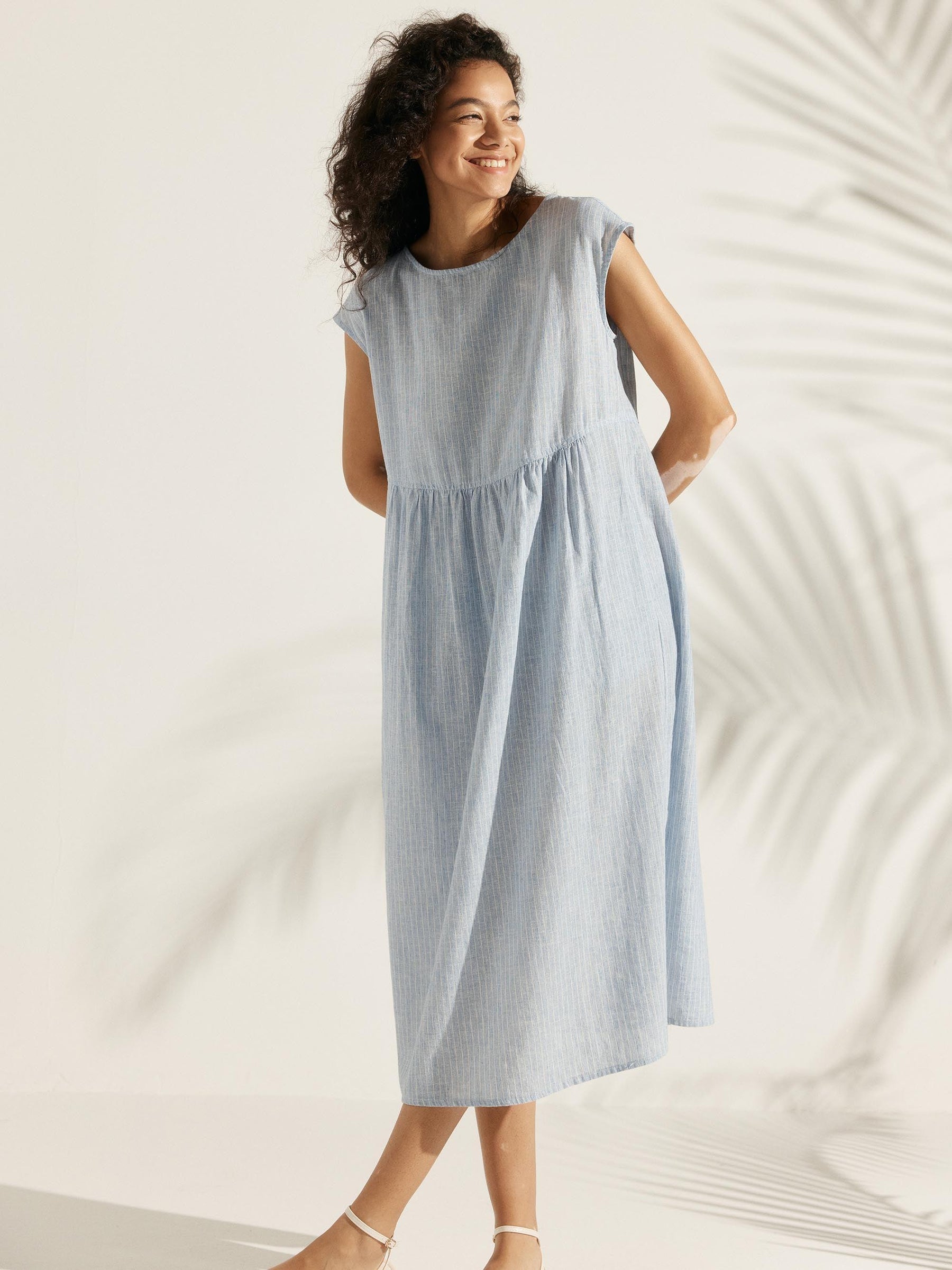 100% Linen Cap Sleeve Washed Maxi Dress JOAN - Glamourous Grace