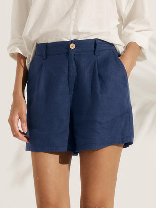 100% Linen Pleated Linen Shorts ELLEN - Glamourous Grace