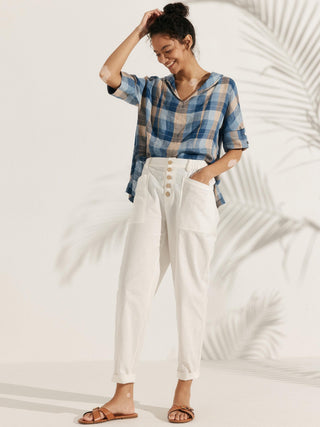 Linen V Neck Short Sleeve Shirt SIERRA - Glamourous Grace