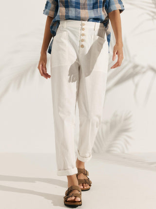 Linen Simple Button Fly Trousers HEIDI - Glamourous Grace