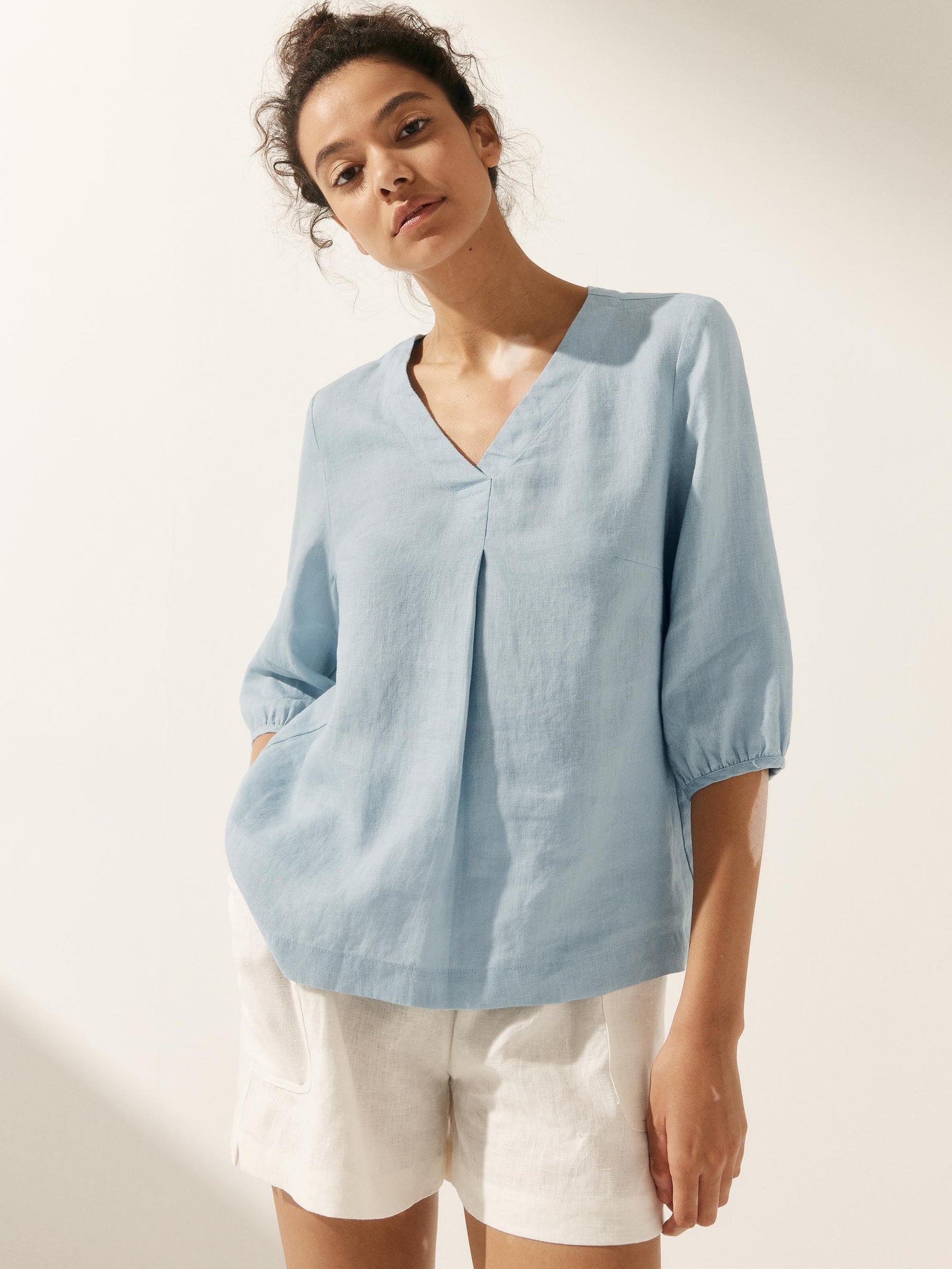 100% Linen Puff Sleeves Top LEAH - Glamourous Grace