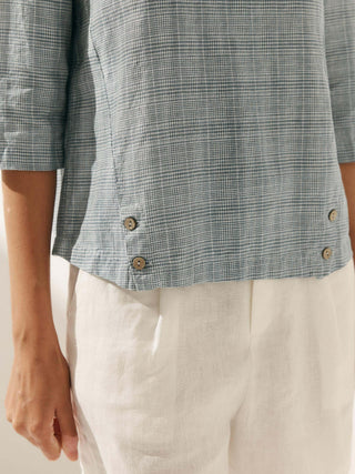 Linen Round Soft-Fold Collar Top LAURA - Glamourous Grace