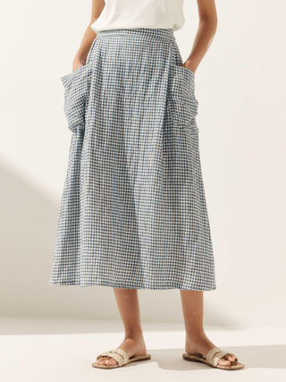 100% Linen Elastic Waist Skirt MARINA - Glamourous Grace