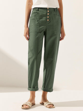 Linen Simple Button Fly Trousers HEIDI - Glamourous Grace