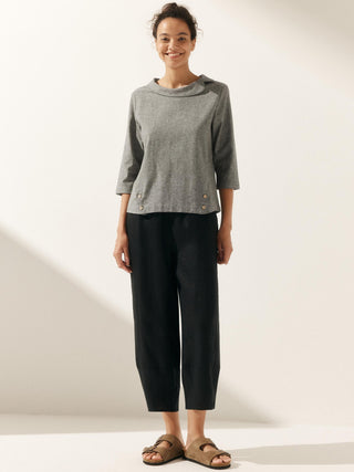 Linen Round Soft-Fold Collar Top LAURA - Glamourous Grace