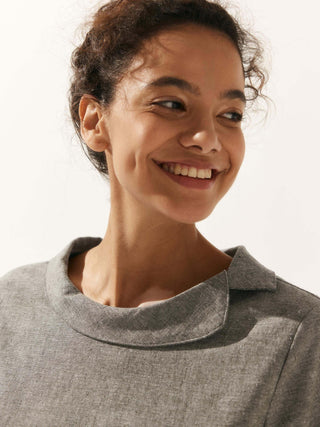 Linen Round Soft-Fold Collar Top LAURA - Glamourous Grace