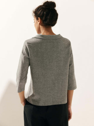 Linen Round Soft-Fold Collar Top LAURA - Glamourous Grace