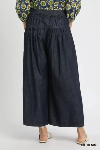 Umgee Stone Washed Wide-Leg Button-Front Culottes - Glamourous Grace