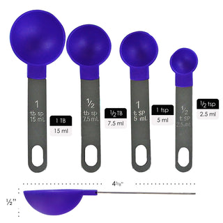 Reston Lloyd 8pc Measuring Cups & Spoons for Dry & Liquid Ingredients, Food Grade Plastic with Stainless Steel Handles, Indigo