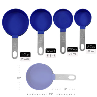 Reston Lloyd 8pc Measuring Cups & Spoons for Dry & Liquid Ingredients, Food Grade Plastic with Stainless Steel Handles, Indigo