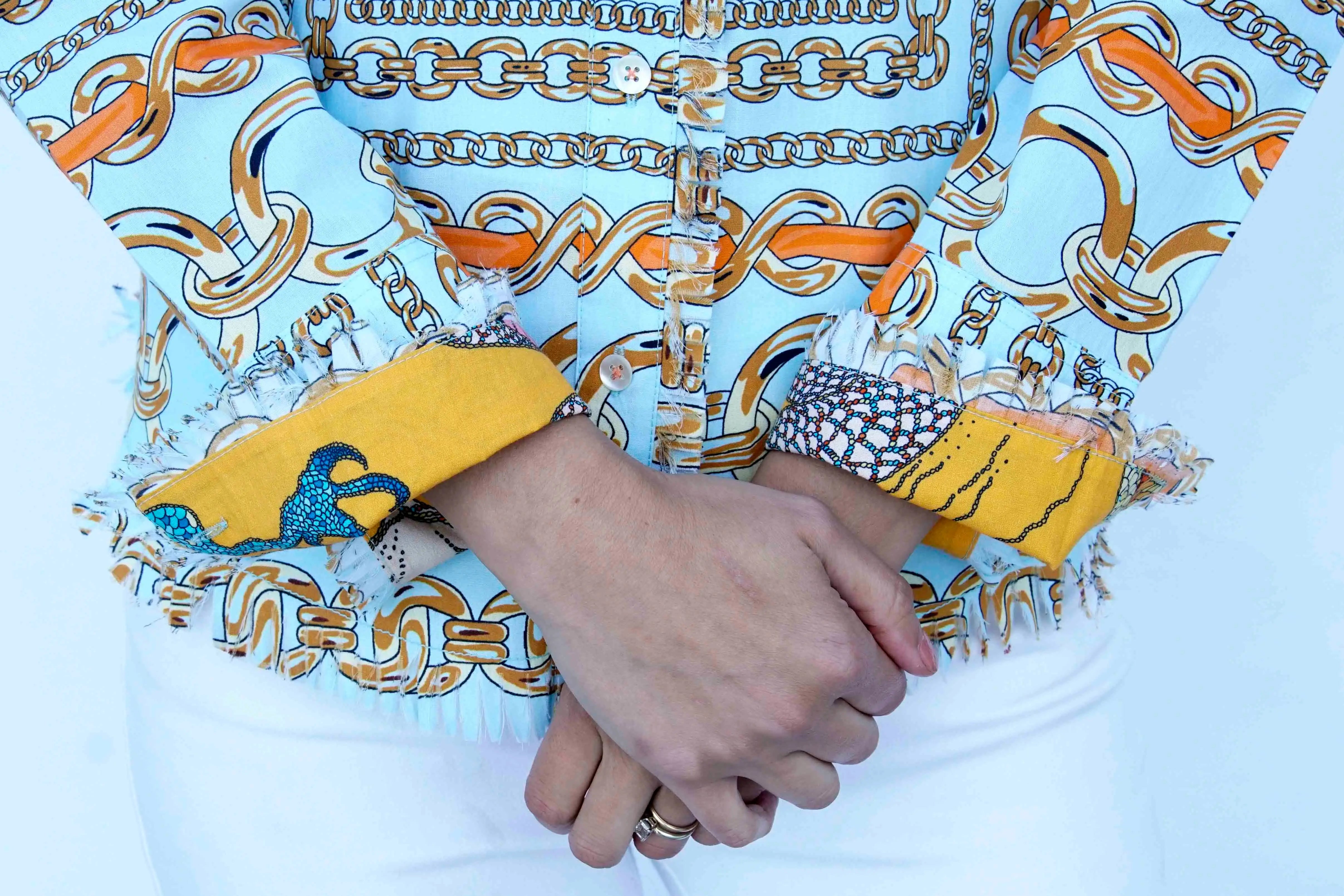Cape Cod Tunic, Aqua Ground W Orange Links - Glamourous Grace