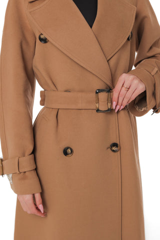 Madeline Cashmere Wool Blend Overcoat in Camel