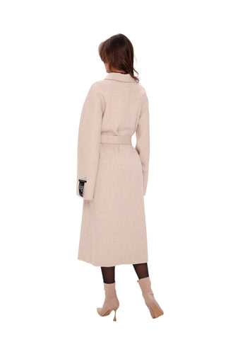 Mia Premium 85% Wool Cashmere Coat in Sea Salt