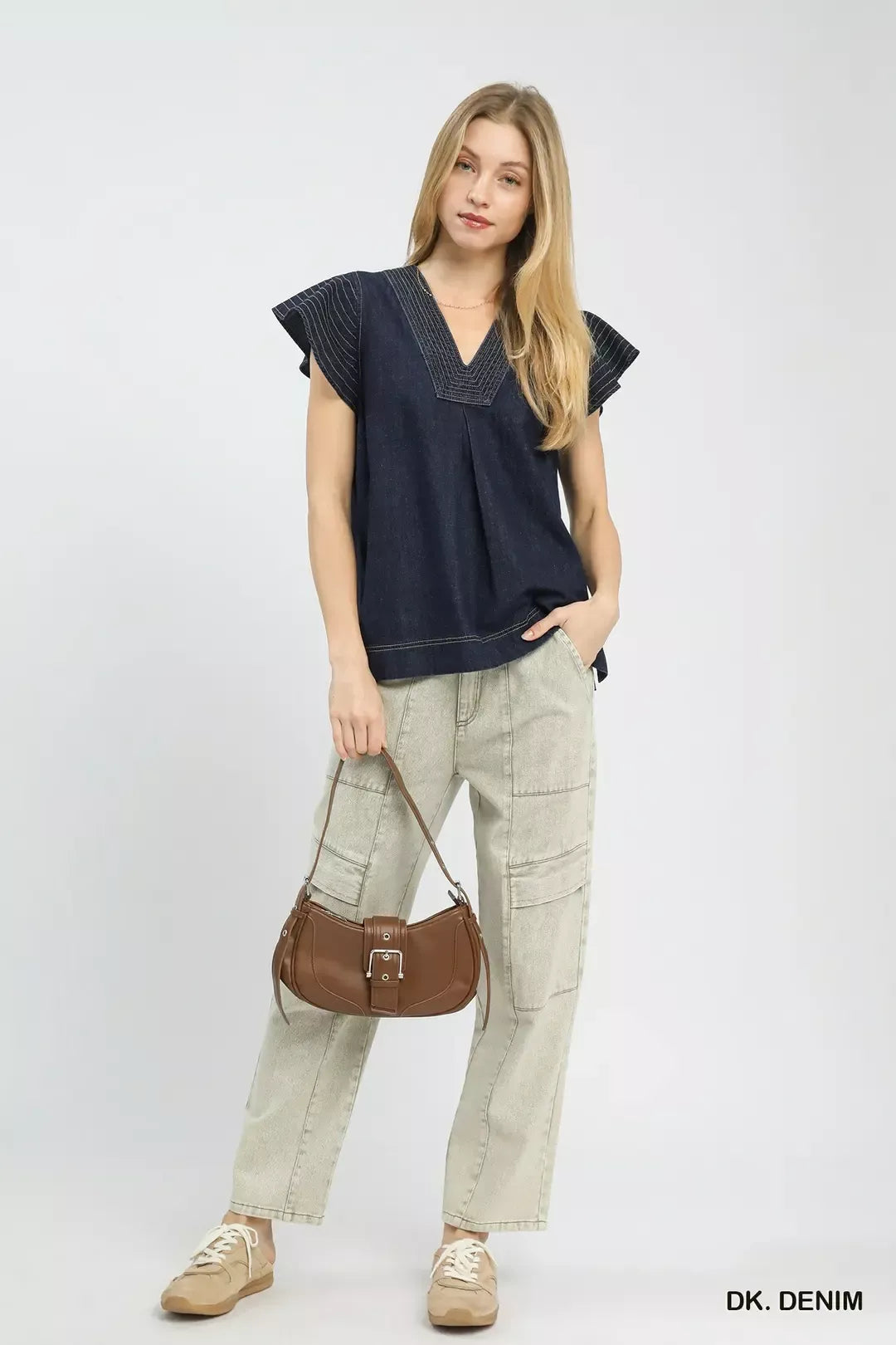 Umgee Cap Sleeve Denim Top - Glamourous Grace