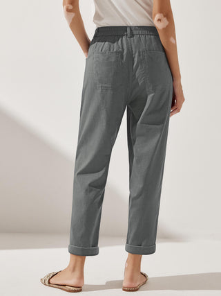 Linen Simple Button Fly Trousers HEIDI - Glamourous Grace