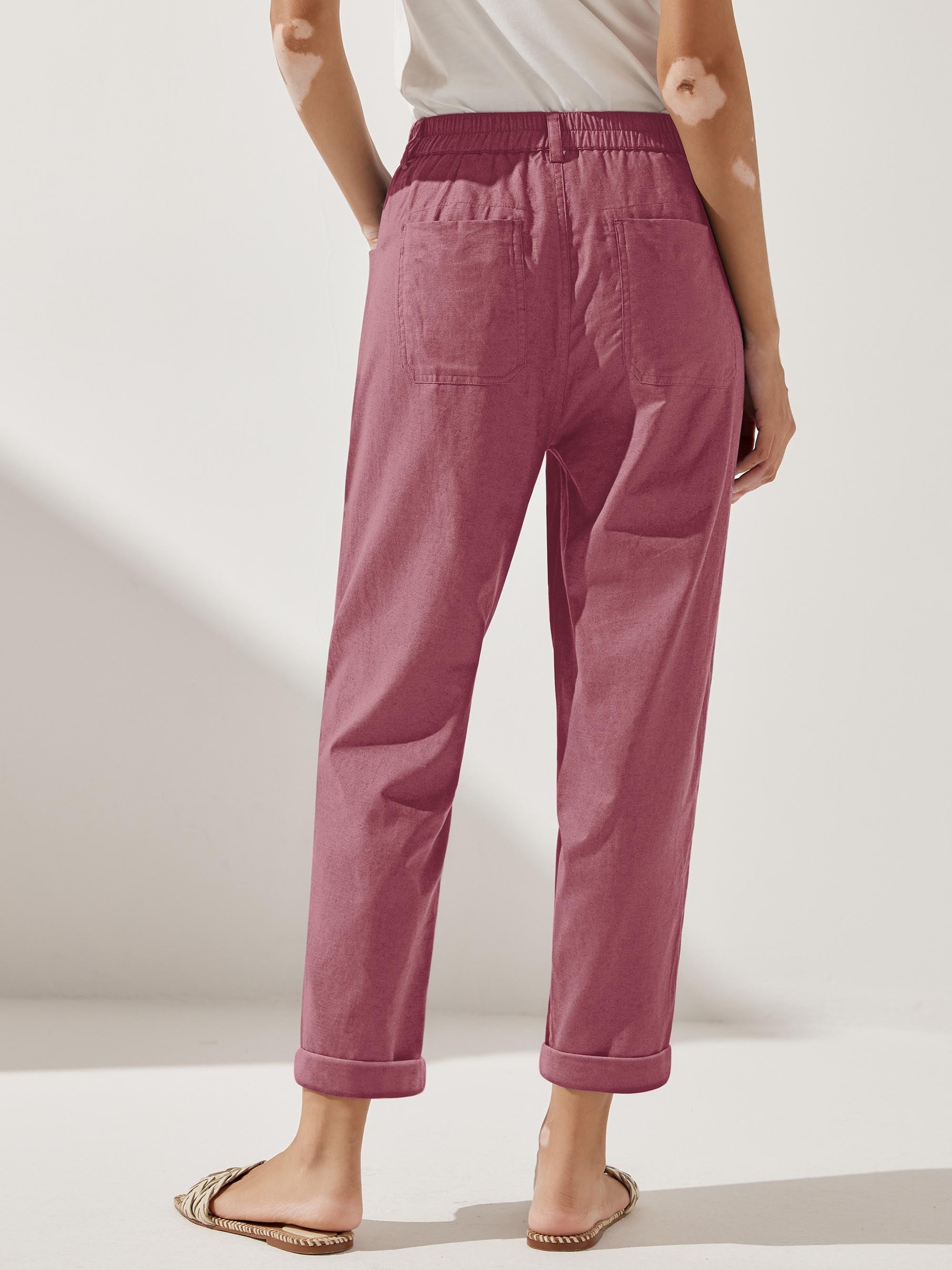 Linen Simple Button Fly Trousers HEIDI - Glamourous Grace