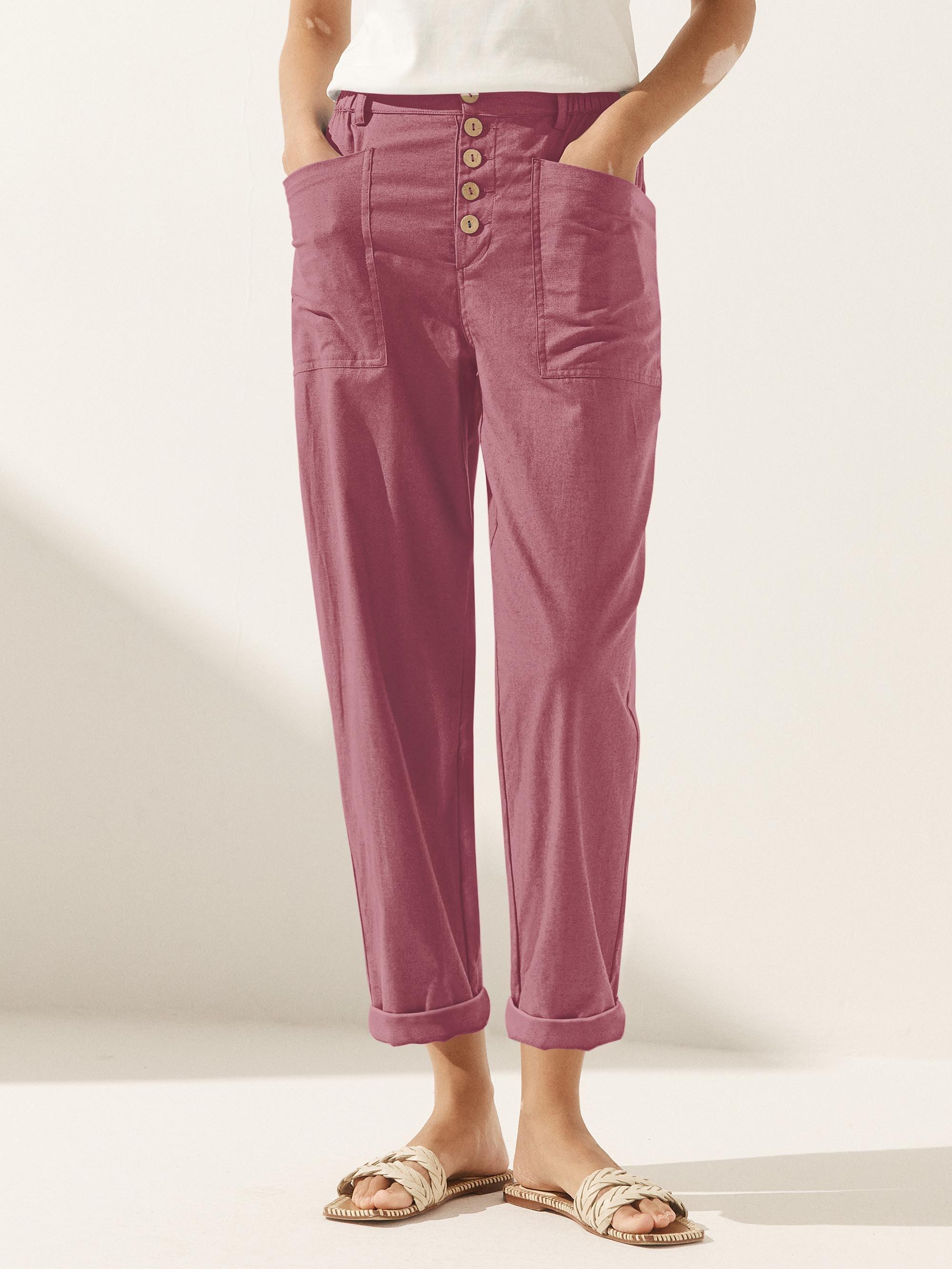 Linen Simple Button Fly Trousers HEIDI - Glamourous Grace