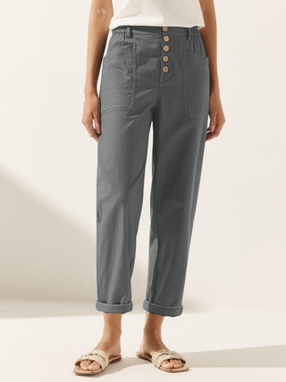 Linen Simple Button Fly Trousers HEIDI - Glamourous Grace