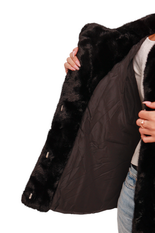 Kaia Eco-Fur Down Fill Coat in Black