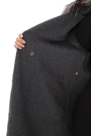 Genuine Silver Fox Virgin Wool Coat