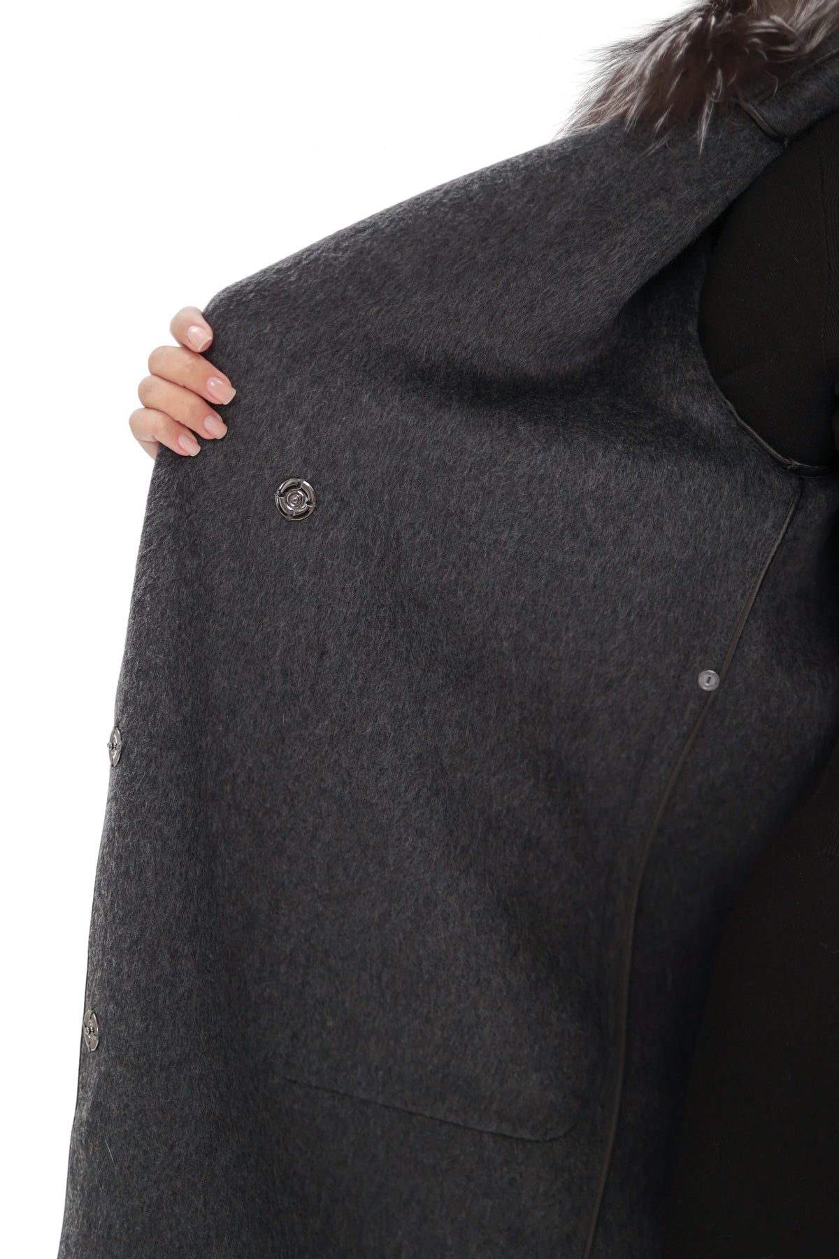 Genuine Silver Fox Virgin Wool Coat