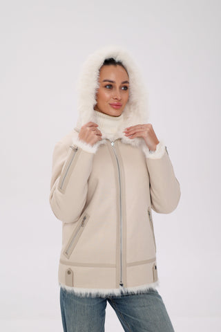 Reversible Hooded Wool Blend Jacket