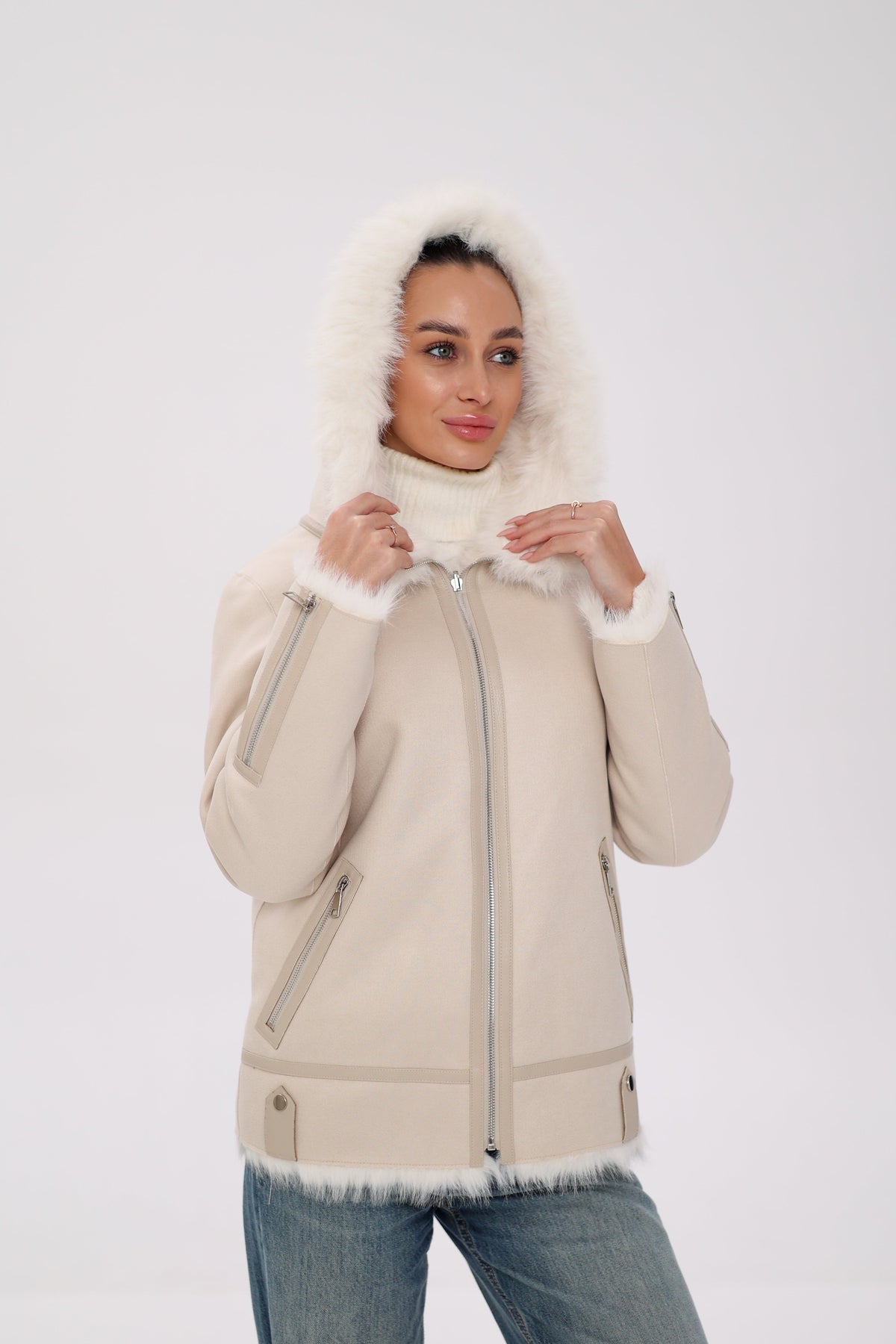 Reversible Hooded Wool Blend Jacket