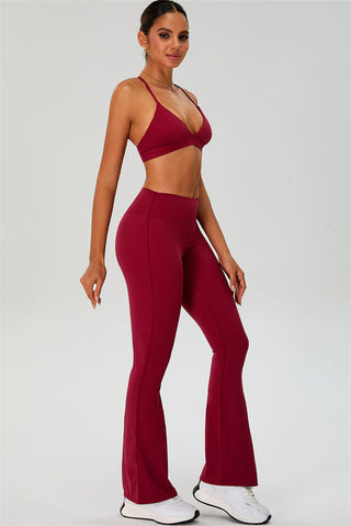 The Ember Sports Bra Crop Top Flared Leggings 3-Piece Set