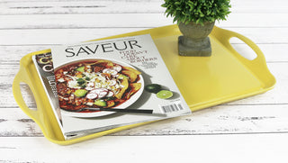 Reston Lloyd Multi-Purpose 18" Rectangle Melamine Plastic Handled Tray, Lemon