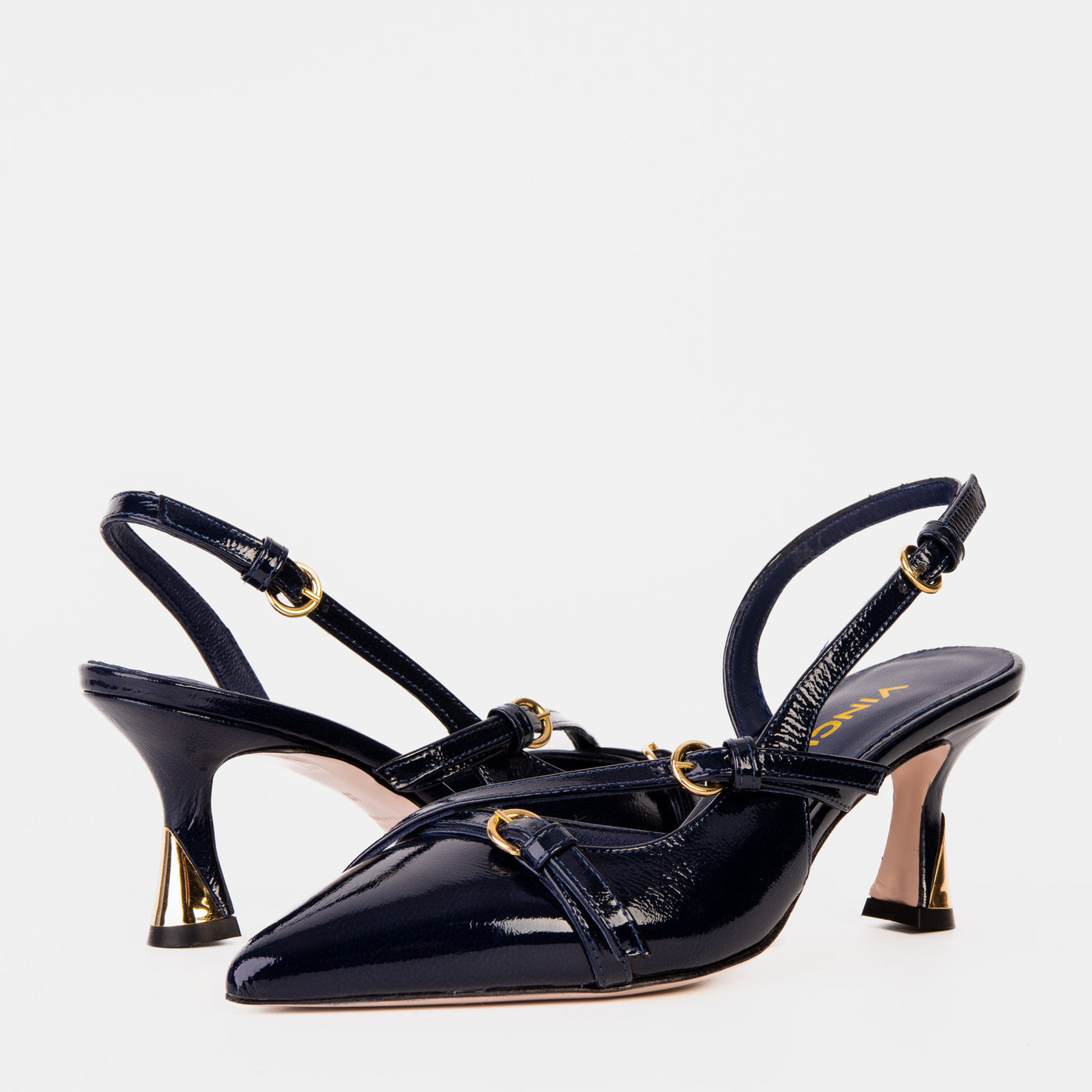 The Atlantic Navy Blue Leather Slingback Women Sandal - Glamourous Grace