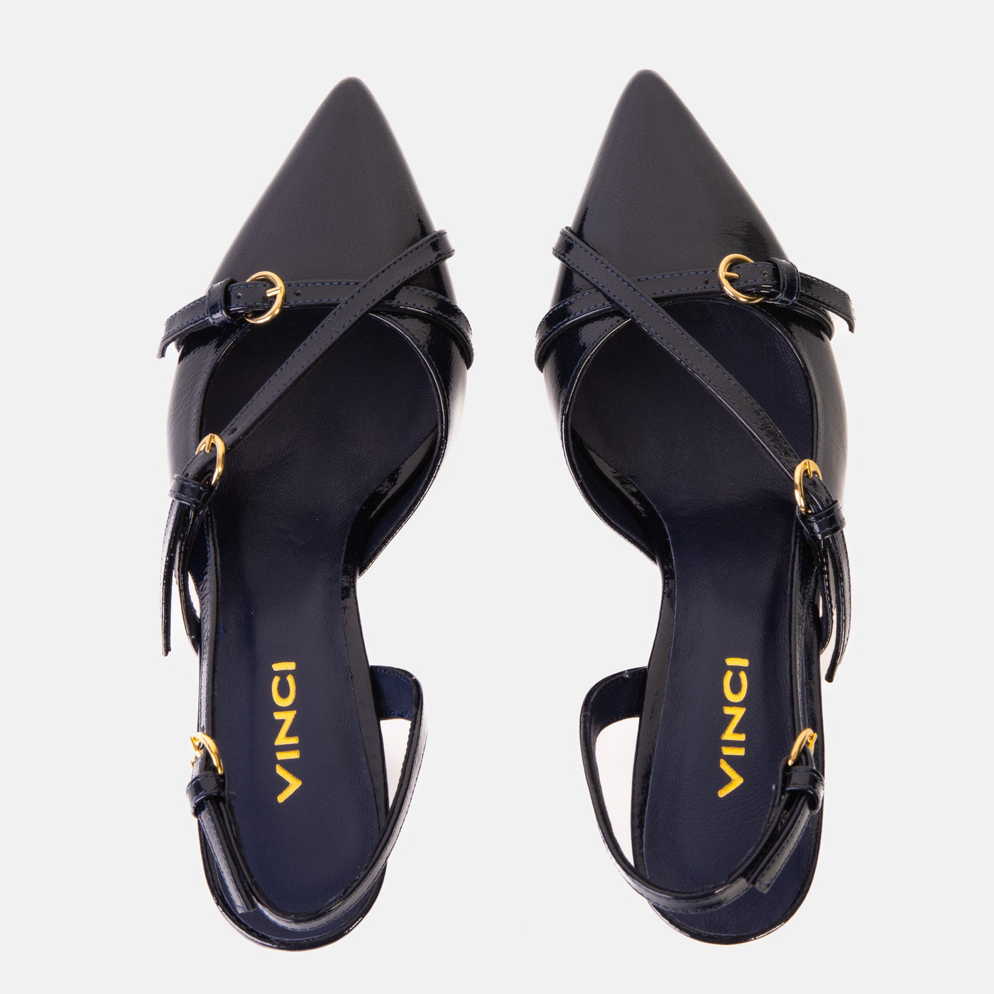 The Atlantic Navy Blue Leather Slingback Women Sandal - Glamourous Grace