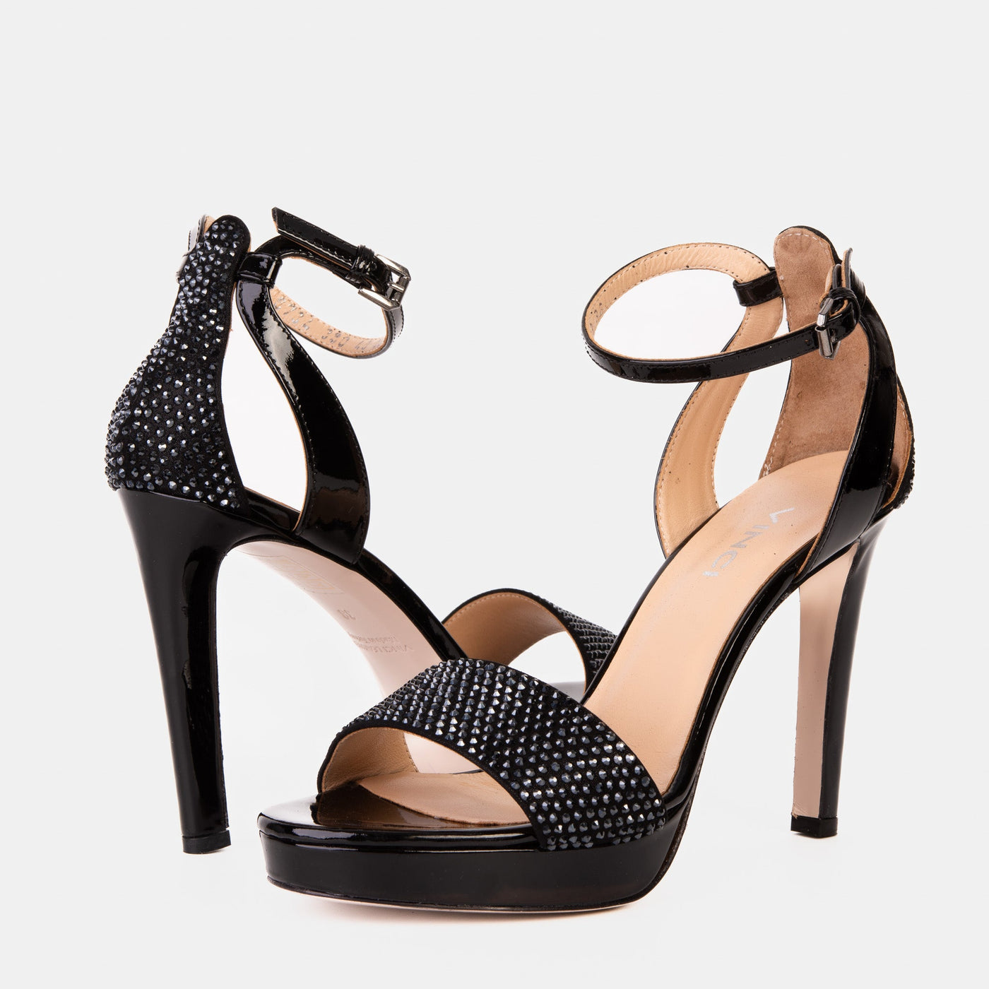 The Mars Platform Heel Black Leather Women's Sandal - Glamourous Grace