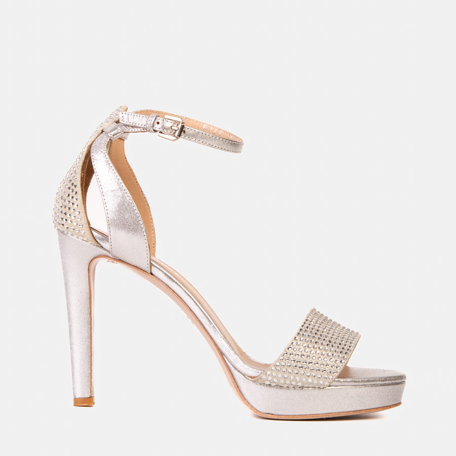 The Mars Platform Heel Silver Leather Women's Sandal - Glamourous Grace