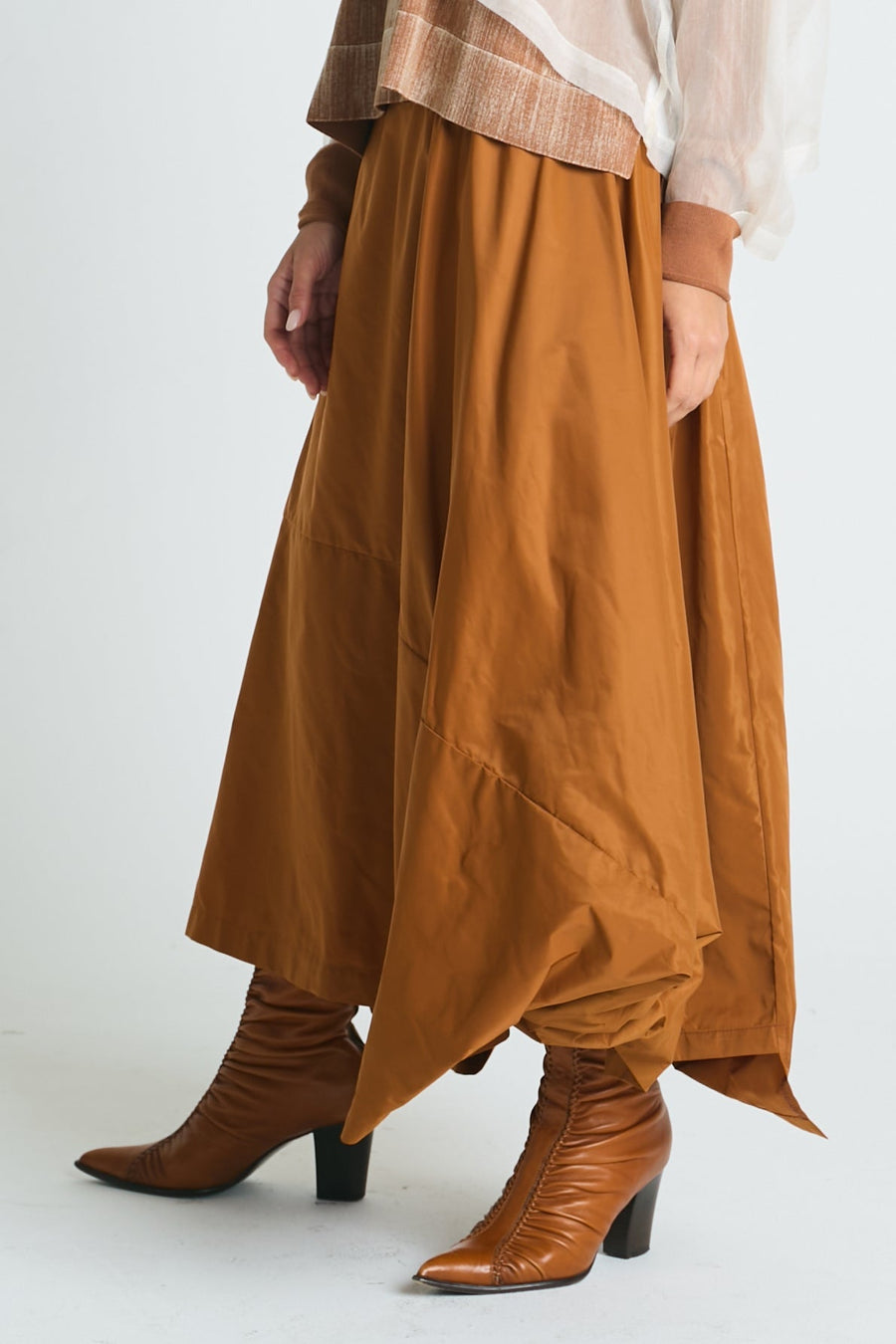 Nylon Signature Architectural Skirt - Chestnut - Glamourous Grace