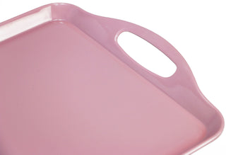 Reston Lloyd Multi-Purpose 18" Rectangle Melamine Plastic Handled Tray, Pink