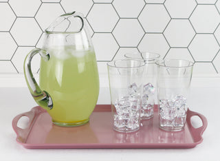 Reston Lloyd Multi-Purpose 18" Rectangle Melamine Plastic Handled Tray, Pink