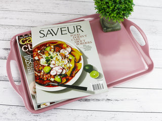 Reston Lloyd Multi-Purpose 18" Rectangle Melamine Plastic Handled Tray, Pink