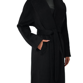 Cambridge Comfort Wraparound Wool Cashmere Coat in Black