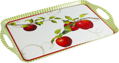 Reston Lloyd Multi-Purpose 18" Rectangle Melamine Plastic Handled Tray, Harvest Apple