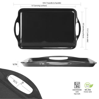 Reston Lloyd Multi-Purpose 18" Rectangle Melamine Plastic Handled Tray, Indigo