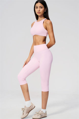 The Twirl Open Back Sports Bra Capri Leggings 2-Piece Set