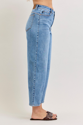 Judy Blue High Waist Front Darts Back Yoke Barrel Denim Jeans 82712