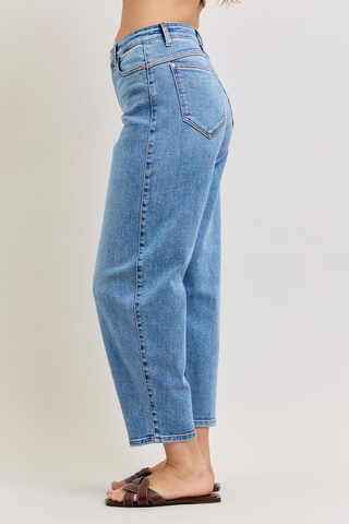 Judy Blue High Waist Front Darts Back Yoke Barrel Denim Jeans 82712
