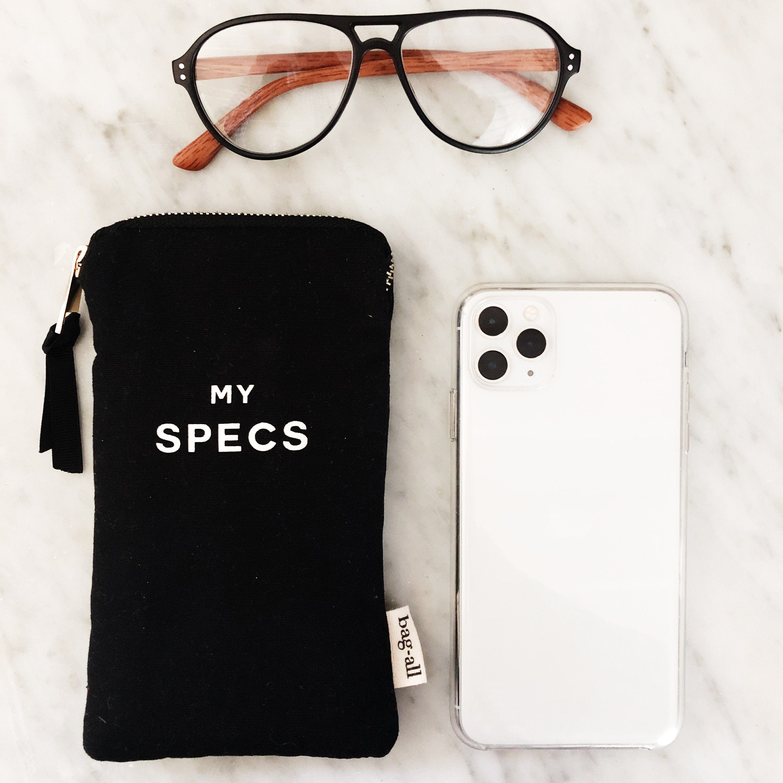 My Specs Glasses Case with Outside Pocket – Black - Glamourous Grace